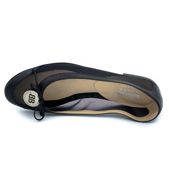 Балетки Baldinini черные комбинация кожи и текстиля - фото 4, 