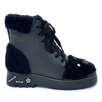 Ботинки Marcelo Lopez черные кожаные МЕХ - фото 1, RW06 ML