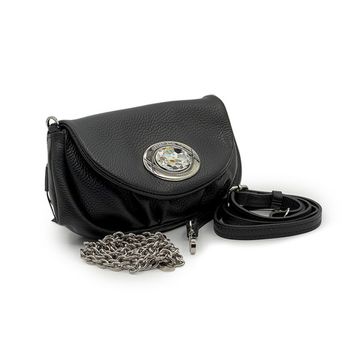 Сумка Renato Angi черная кожаная с цепью и ремнем - фото 2, 3353801 RA NERO