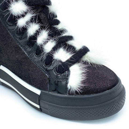 Ботинки Ilasio Renzoni черные замшевые МЕХ на черной подошве - фото 6, 