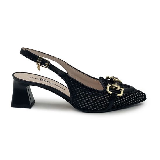 Туфли "шанель" Ilasio Renzoni черные кожаные с гипюром - фото 1, 8010 IR NERO