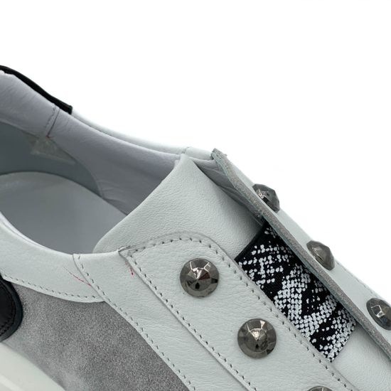 Кроссовки Donna Soft бело-серо-черные кожаные - фото 6, DS1492 DS