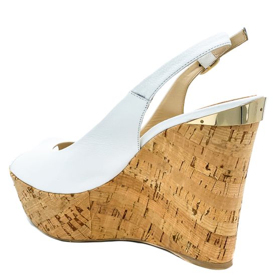 Босоножки Renzi кожаные белые на натуральной пробке - фото 3, 521006 RZ