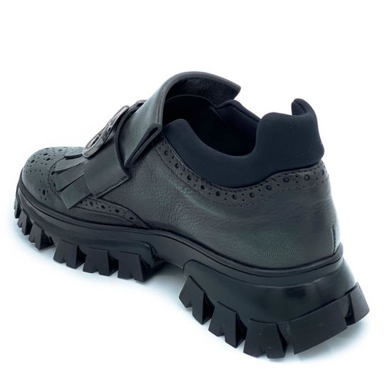 Полуботинки Jeannot черно-зеленые кожаные демисезонные - фото 3, 79111 JN