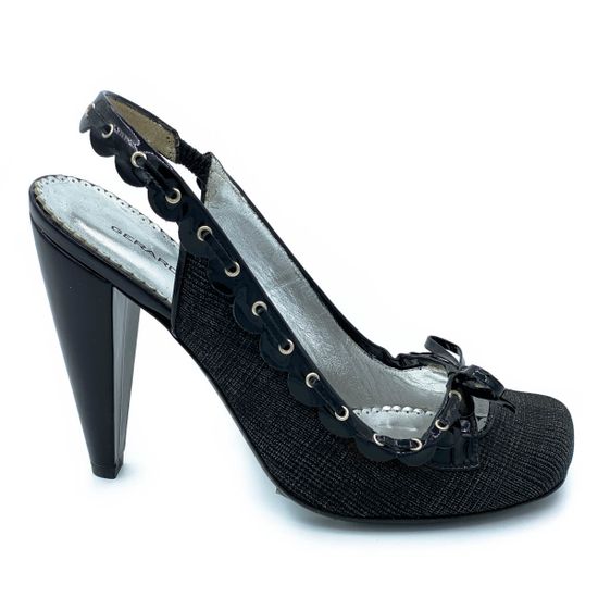 Босоножки Gerardino di Maggio черные комбинация кожи и текстиля - фото 1, 