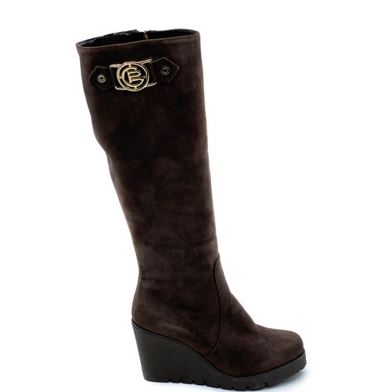 Сапоги Giorgio Piergentili коричневые замшевые МЕХ - фото 1, 374 GP