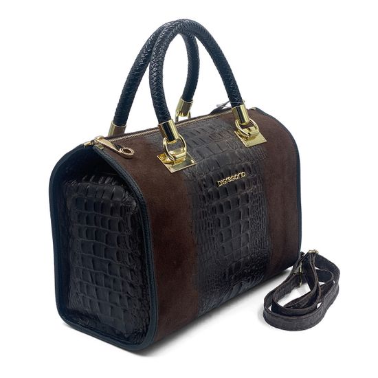 Сумка Di Gregorio коричневая крок/замша - фото 2, 