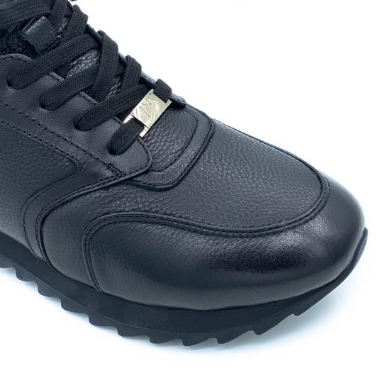 Ботинки  Marcelo Lopez черные кожаные МЕХ - фото 6, 