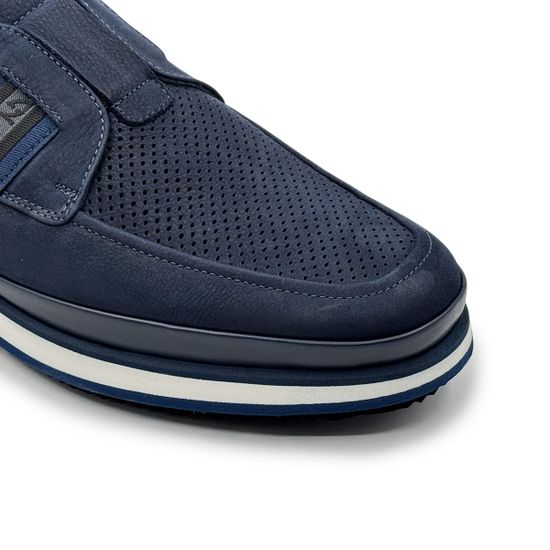 Кроссовки GIAMPIERONICOLA синие из нубука перфорированные - фото 6, M338145 GPN BLU