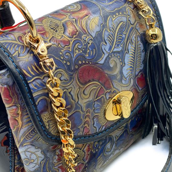 Сумка Marino Orlandi синяя кожаная - фото 4, 