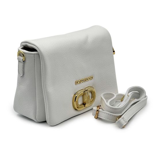 Сумка кросс-боди Di Gregorio белая кожаная - фото 2,