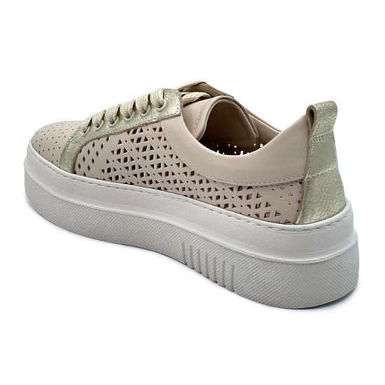 Кеды Lab Milano бежевые кожаные с перфорацией - фото 3, 3015001 LAB BEIGE