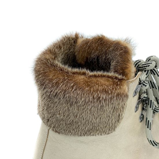 Ботинки Lab Milano бежевые кожаные МЕХ - фото 6, C20031 LAB VISONE