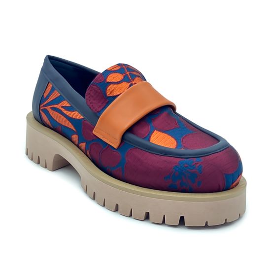 Лоферы NILA&amp;NILA  тестиль/кожа синий/бордо/оранж - фото 2, GIO24009T NIL BORDO