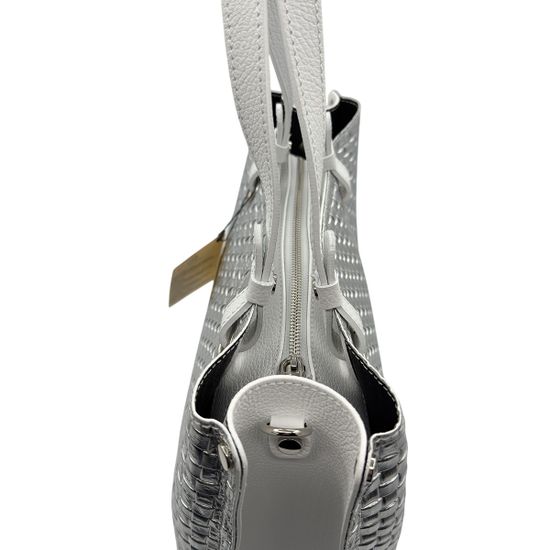 Сумка Renato Angi кожаная плетеная серебряная/белая - фото 5, 3252217 RA BIANCO