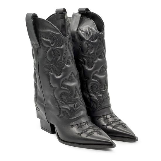 Полусапоги казаки MIMMU черные кожаные демисезонные - фото 8, M2726M8 MIM NERO