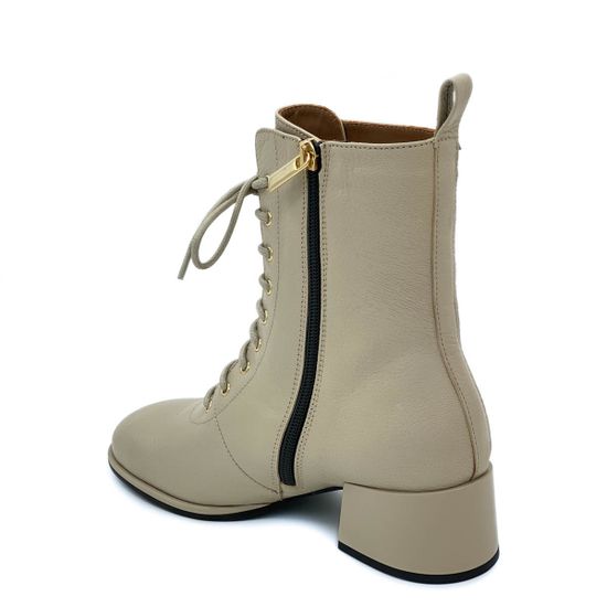 Ботильоны Mot Cle бежевые кожаные МЕХ - фото 3, 