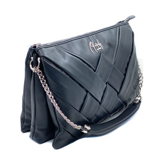 Сумка Renato Angi черная кожаная плетеная - фото 2, 