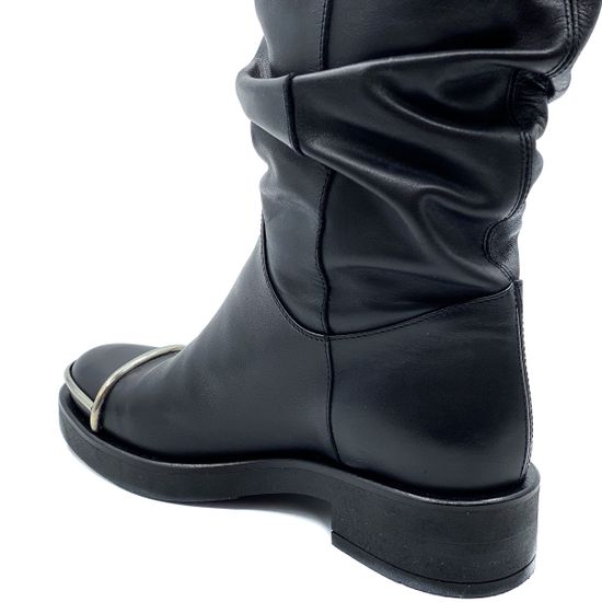 Сапоги Tiffi черные кожаные байка - фото 7, A363L TI