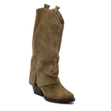 Полусапоги-казаки NILA&amp;NILA бежевые замшевые демисезонные - фото 2, MA1680C NIL BEIGE