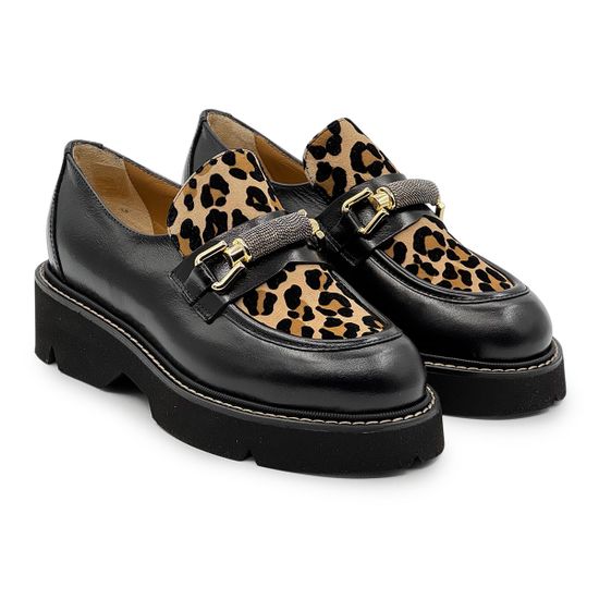 Лоферы женские Mot-Cle кожа/замша черные/леопард - фото 8, MOT2757 MOT LEO