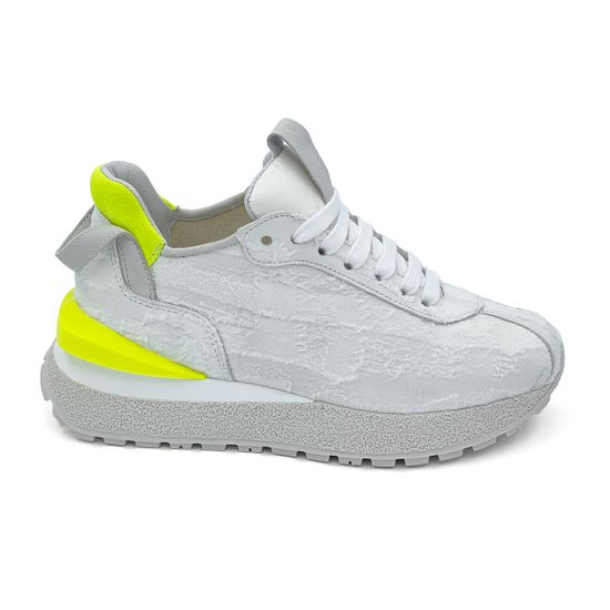 Кроссовки MIMMU бело-желтые кожа-текстиль N12 - фото 1, F937K2 MIM N12