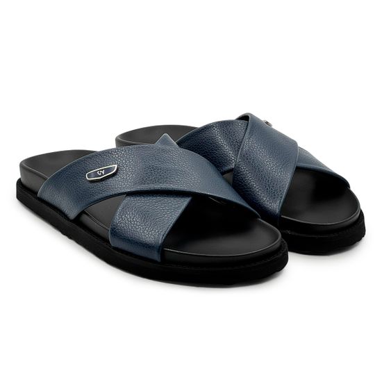 Шлепанцы Giampieronicola синие кожаные - фото 7, A5259A GPN BLU