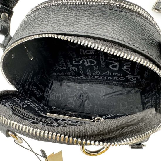 Сумка-минирюкзак Renato Angi черная кожаная - фото 5,