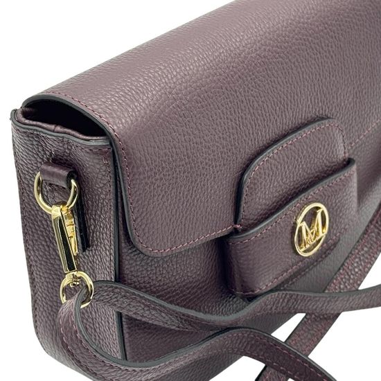 Сумка кросс-боди MOT-CLE кожаная бордовая - фото 4, VNT MOT BORDO