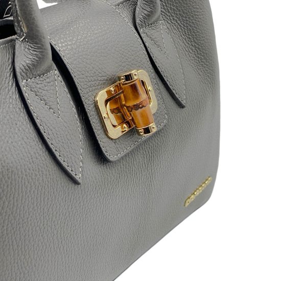 Сумка Di Gregorio серая кожаная - фото 4, 