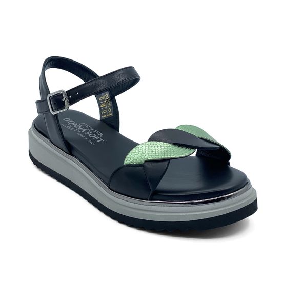 Босоножки Donna Soft кожаные черно-зеленые - фото 2, DS1808 DS NERO