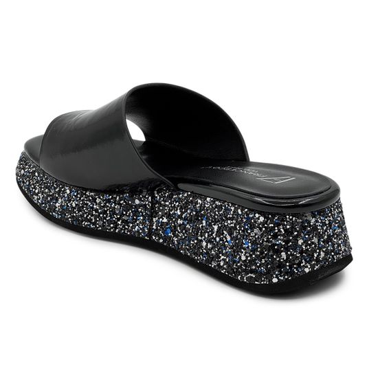 Шлепанцы Francesco V черные кожаные со стразами - фото 3, T118 FV NERO