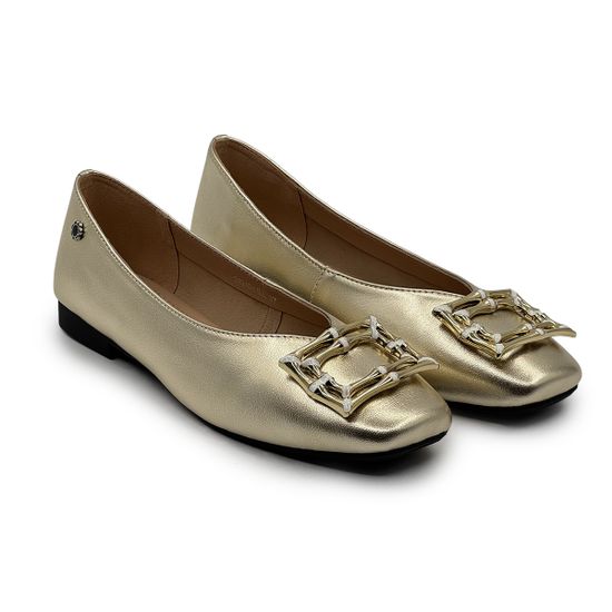 Балетки женские TUFFONI кожаные золотого цвета - фото 7, 2424011LL TUF