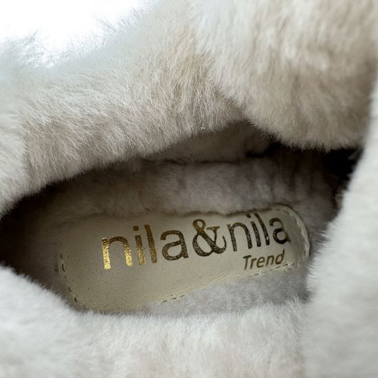 Кроссовки NILA&NILA бежевые кожаные на меху - фото 7, NO6466M NIL BEIGE