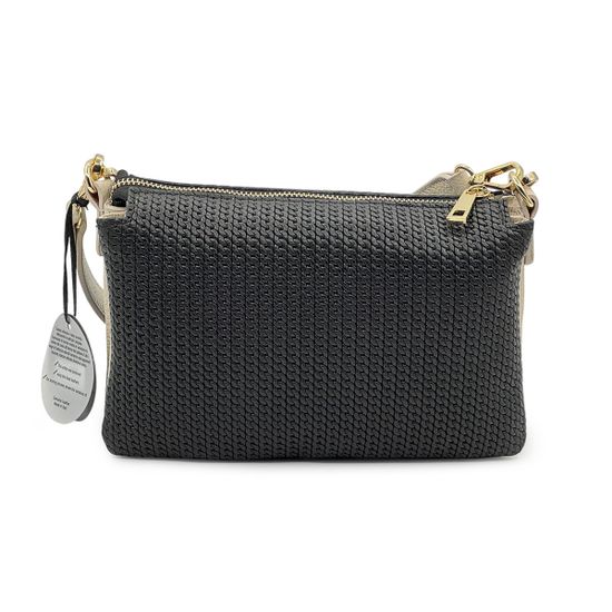 Сумка кросс-боди MOT-CLE кожаная черно-бежевая c "золотой" фурнитурой - фото 3, TRIS MOT NERO BEIGE