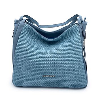 Сумка Di Gregorio кожа/текстиль голубая - фото 1, 3718 DG CELESTE