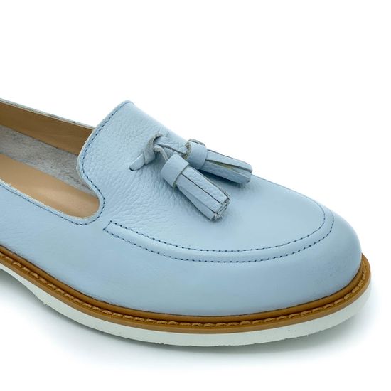 Лоферы Cover голубые кожаные - фото 6, 