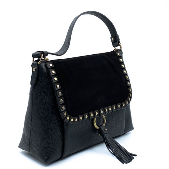 Сумка Ripani черная комбинация кожи и замши - фото 2, 