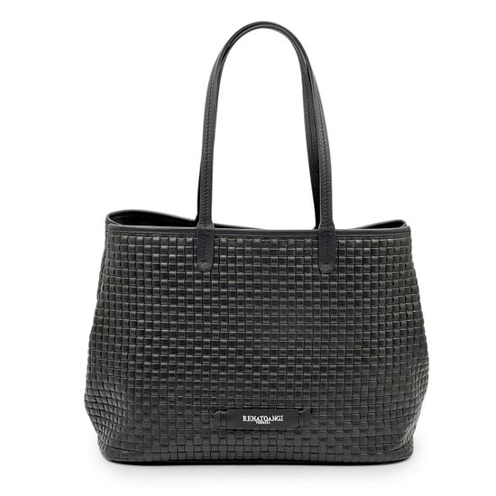 Сумка-шоппер Renato Angi черная кожаная плетенная - фото 1, 3400017 RA NERO