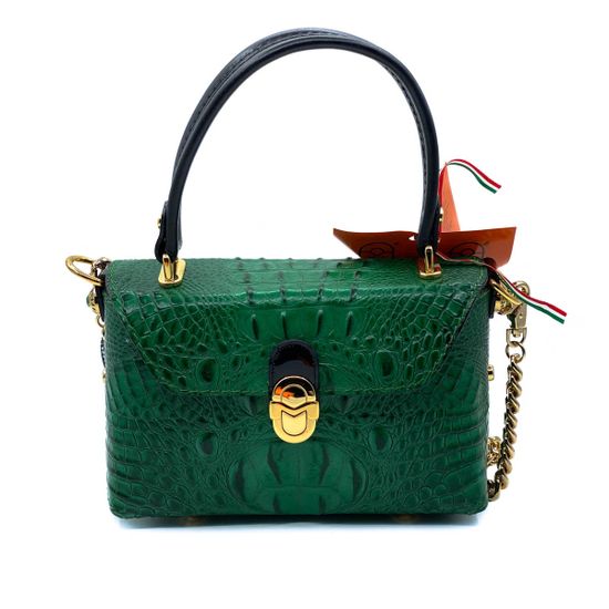 Сумка Marino Orlandi зеленая кожаная крокодил - фото 1, 