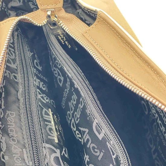 Сумка Renato Angi бежево-коричневая кожаная стеганая - фото 6, 