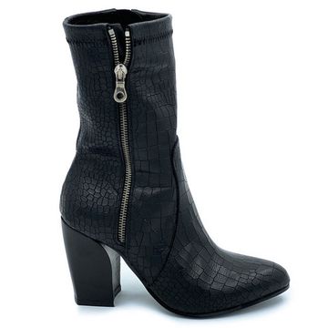 Полусапоги Mimmu черные кожаные демисезонные тиснение под крокодила - фото 1, FK281Z19 MIM