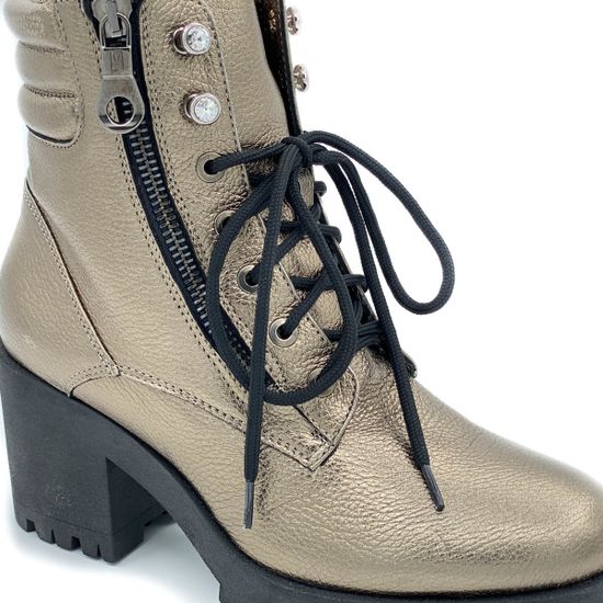 Ботинки Luca Verdi золотые кожаные МЕХ - фото 5, 2635 LV