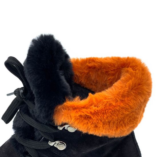 Ботинки Jeannot черно-рыжие замшевые МЕХ - фото 6, 70282(024) JN