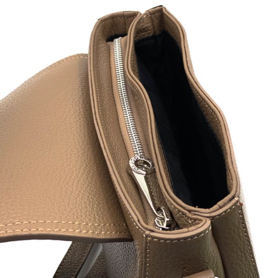 Клатч Di Gregorio бежевый кожаный - фото 5, 