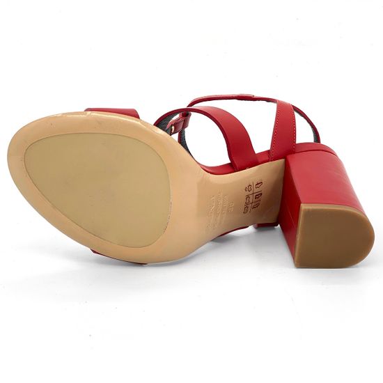 Босоножки Renzi кожаные красные с металлическим язычком - фото 4, 