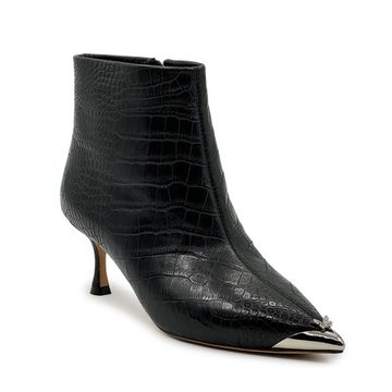 Ботильоны TUFFONI черные кожаные тиснение &quot;крокодил&quot; на байке - фото 2, 3524066LB TUF NERO