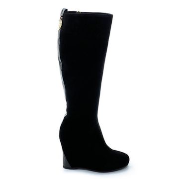 Сапоги Kelton черные замшевые МЕХ - фото 1, V7105 KEL