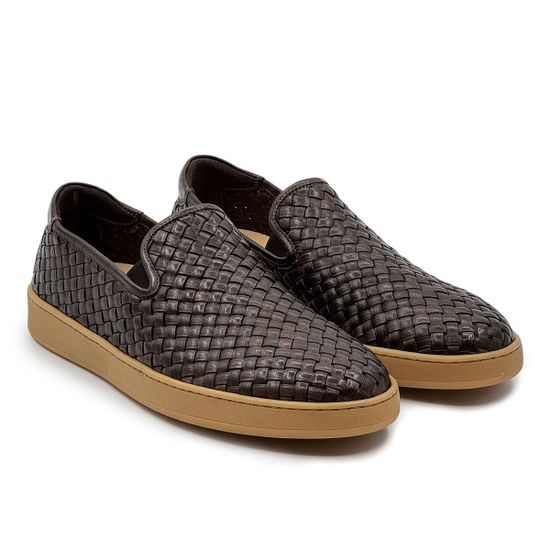 Слипоны GIAMPIERONICOLA коричневые кожаные плетеные - фото 8, W44557B GPN MORO