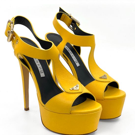Босоножки Renzi кожаные желтые на платформе - фото 7, 522901A RZ